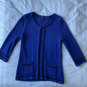 Cable & Gauge Royal Blue Cardigan with Black Trim